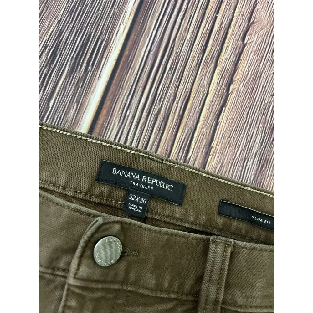 Banana Republic Traveler Slim Fit Brown Jeans Men's Sz 32x30 (Actual 32x30)